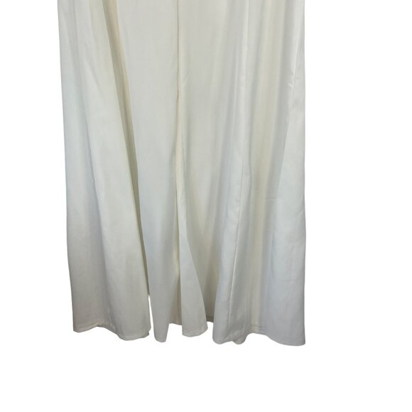 Pretty Little Thing Wide Leg Silky Pants Womens Size 6 Cream Front Tie New - Picture 4 of 11